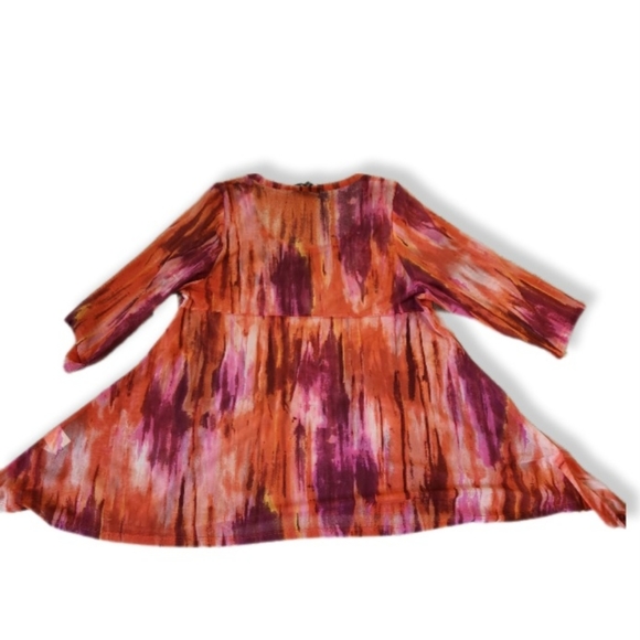 Karen Kane 3/4 Sleene Round Neck Mesh Knit Top in Coral Reef 2X Plus Size W-682 - Picture 4 of 13